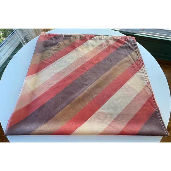 Vintage 1970s shower curtain, beige, orange brown diagonal stripes print, as is - Picture 3 of 10